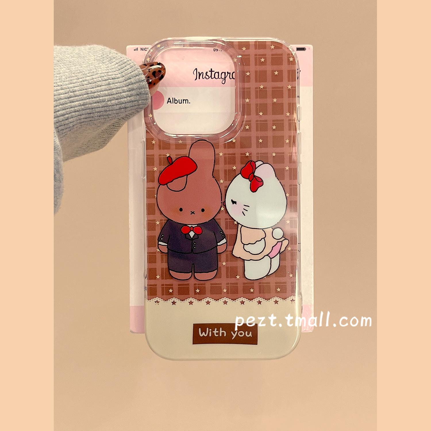可爱hellokitty亲吻米菲兔手机壳