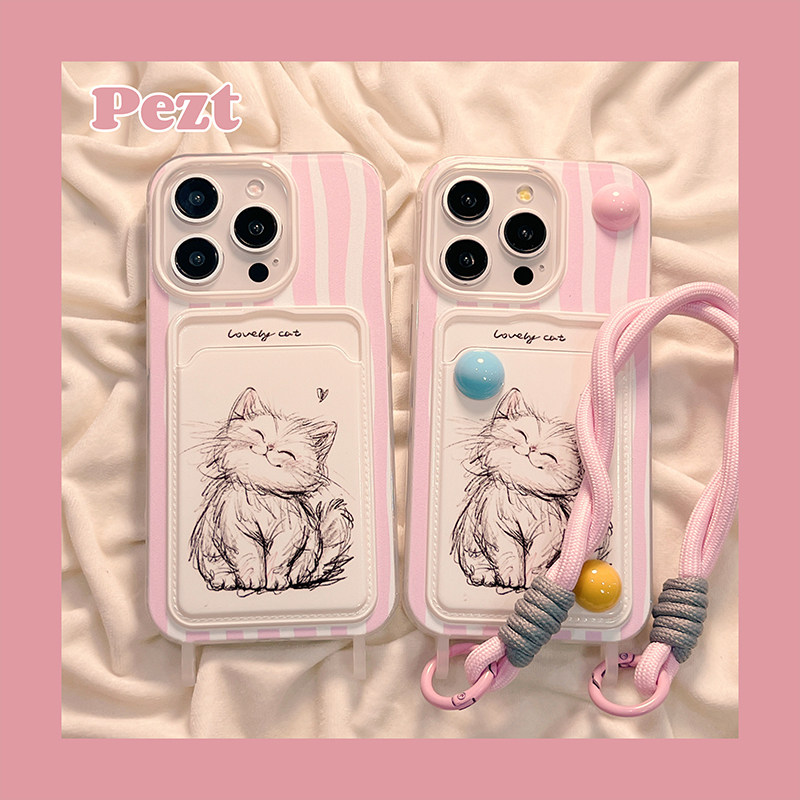 卡通可爱搞怪炸猫咪适用苹果14手机壳卡套iphone15promax新款13pro防