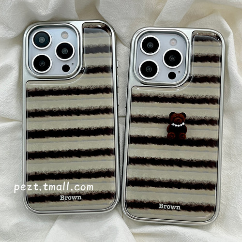 立体小熊滴胶电镀手机壳新款