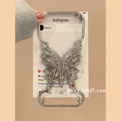 个性镂空无边框蝴蝶手机壳电镀