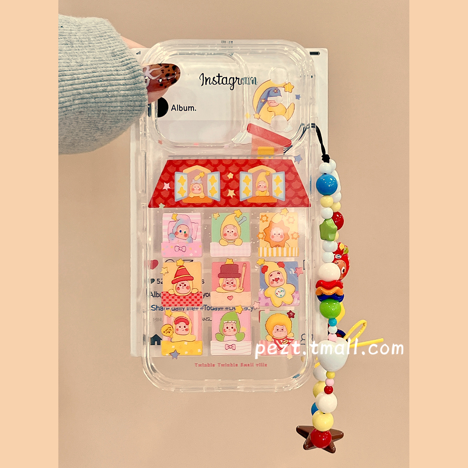 有趣的可爱星星人手机壳带手链