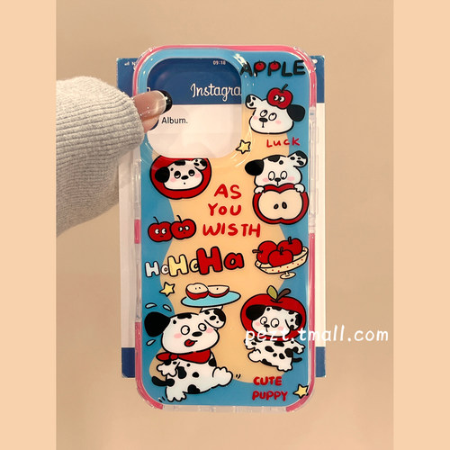 可爱卡通苹果斑点小狗手机壳