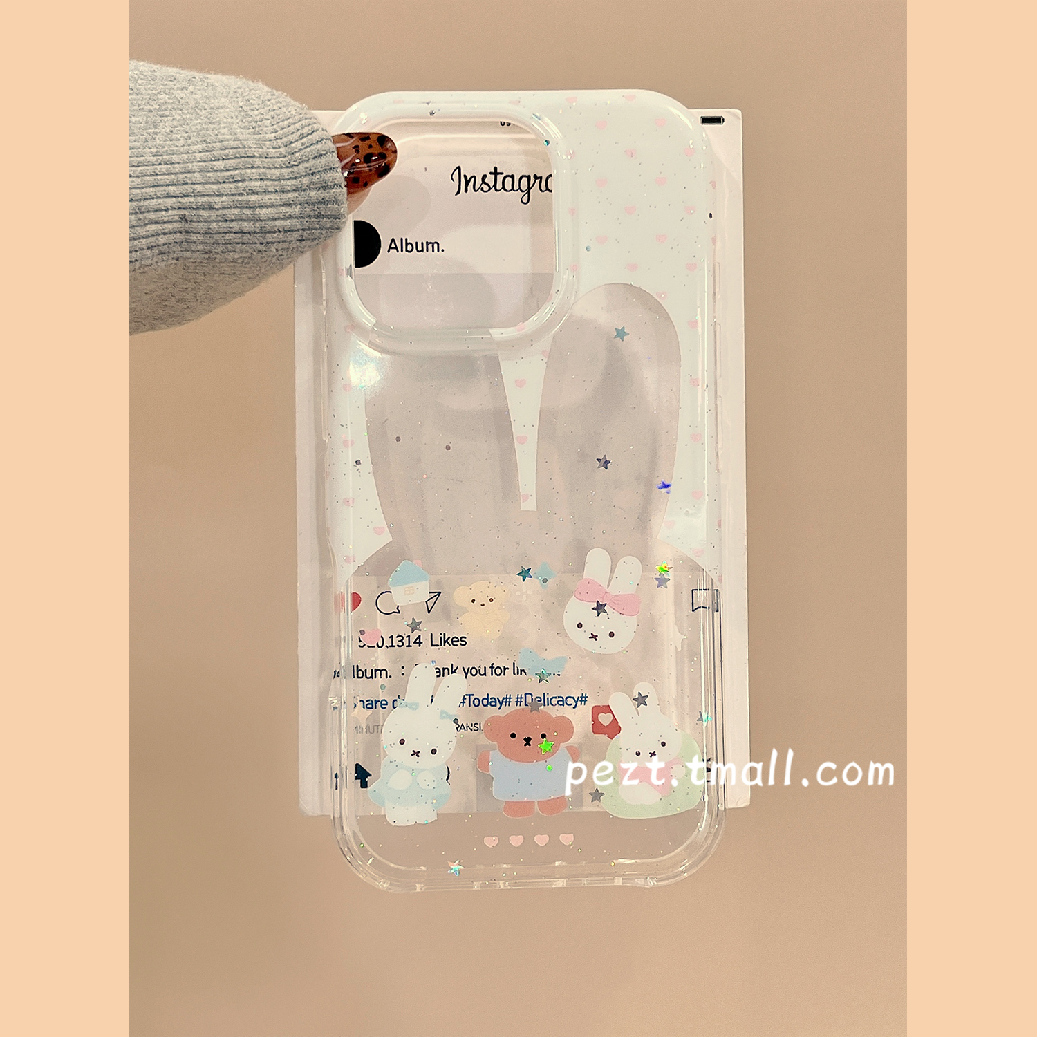 可爱米菲兔动物手机壳粉色爱心