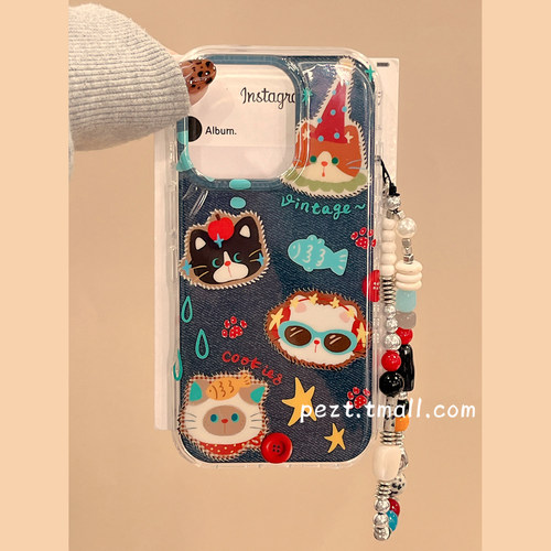 可爱猫咪头像带手链手机壳新款