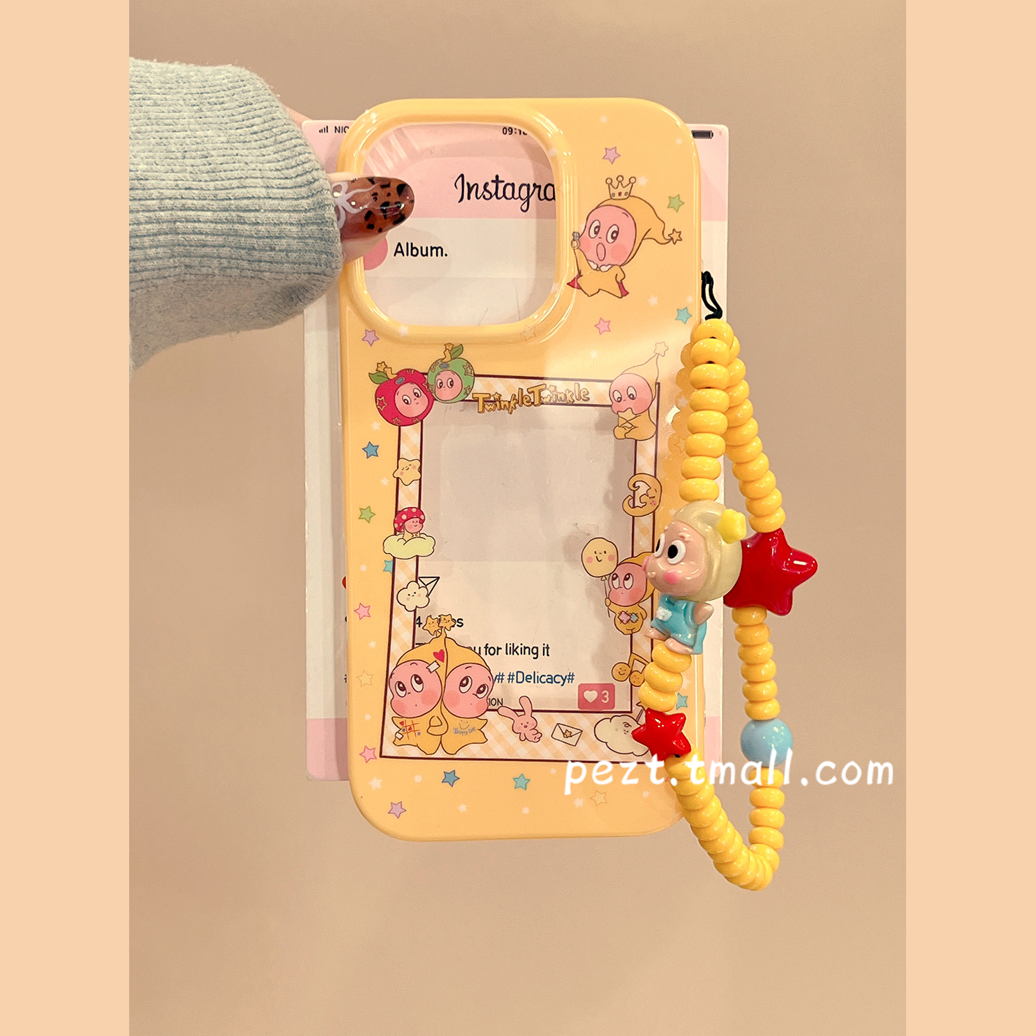 相框可爱潮玩星星人手机壳带手链