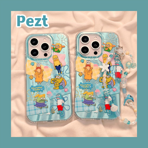 卡通比奇堡丑鱼手机壳带手链