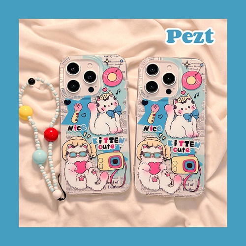 带手链手机壳酷酷卡通猫咪