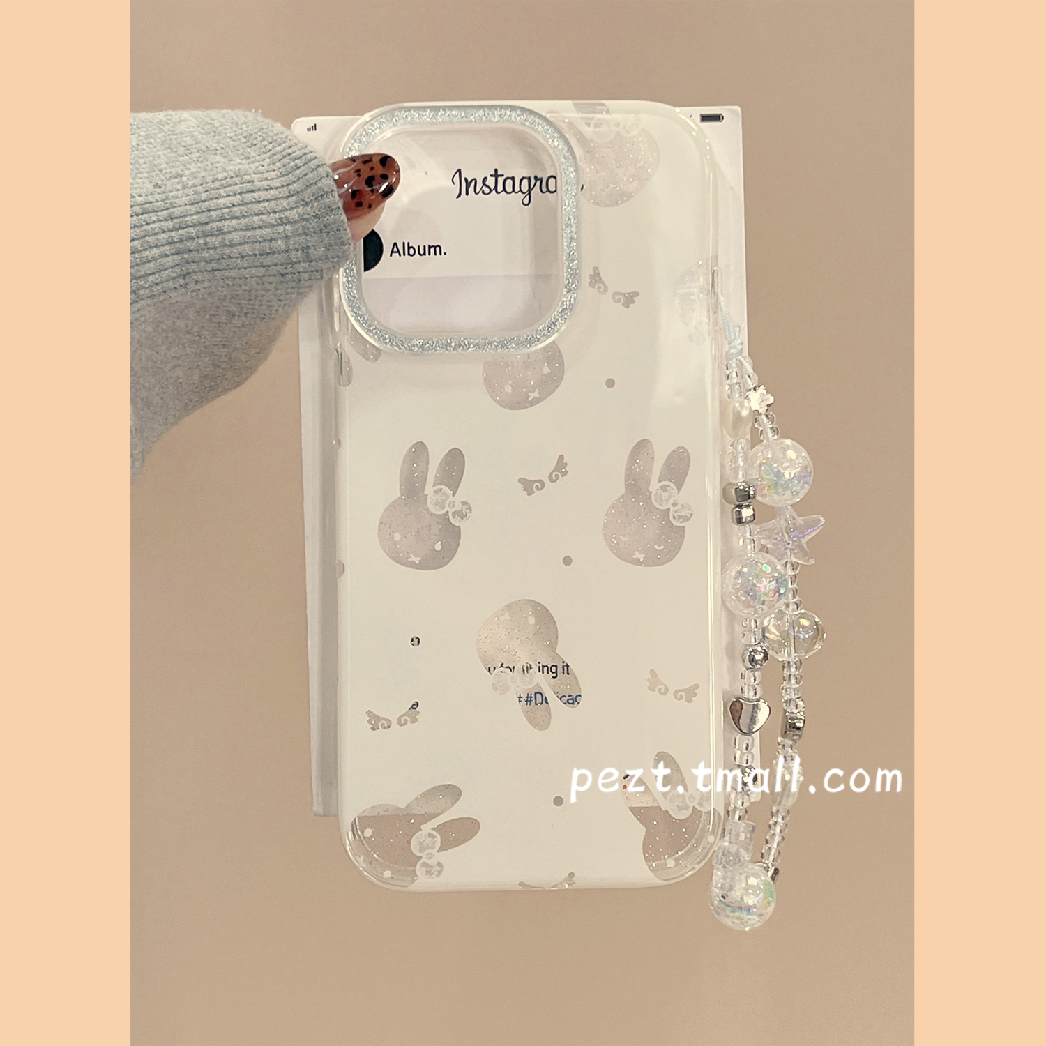 可爱米菲兔少女心手机壳带手链