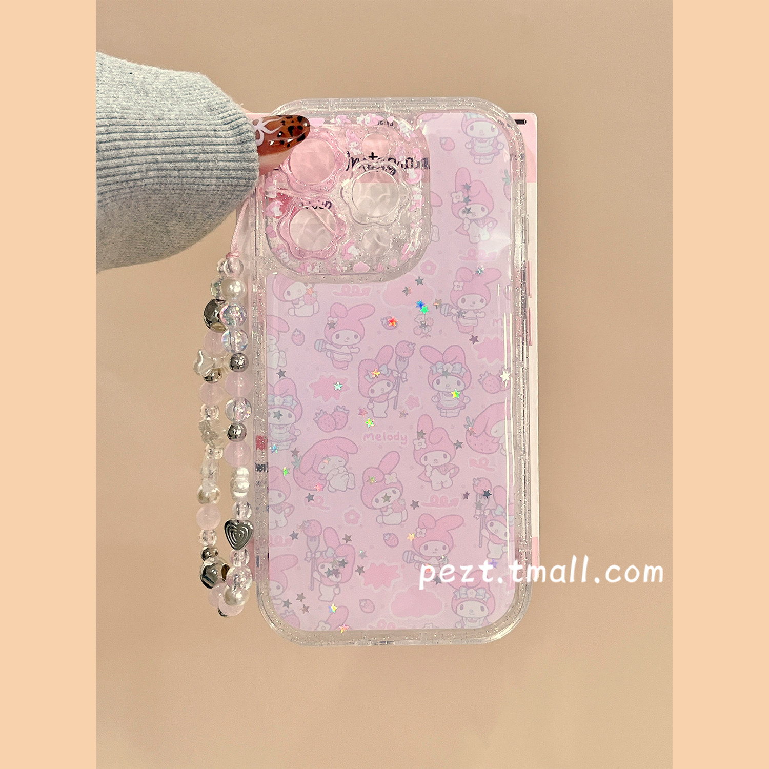 网红粉色美乐蒂少女心适用苹果17手机壳滴胶iphone16promax少女心17pro带手链13防摔闪粉15Pro新款14女16全包,3C数码配件,手机保护套/壳,淘宝优惠券,粉丝福利购,淘宝优惠卷