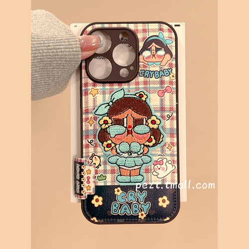 可爱卡通立体刺绣哭娃手机壳