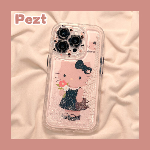 可爱hellokitty流动珍珠手机壳