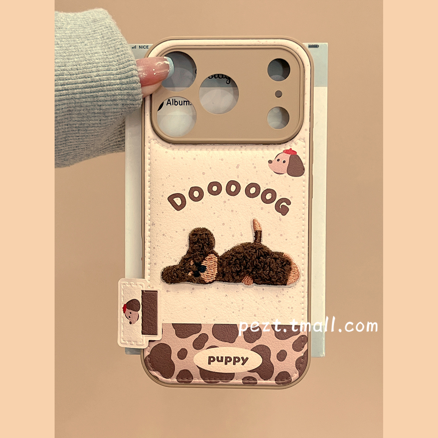 立体刺绣可爱卡通小狗手机壳新款