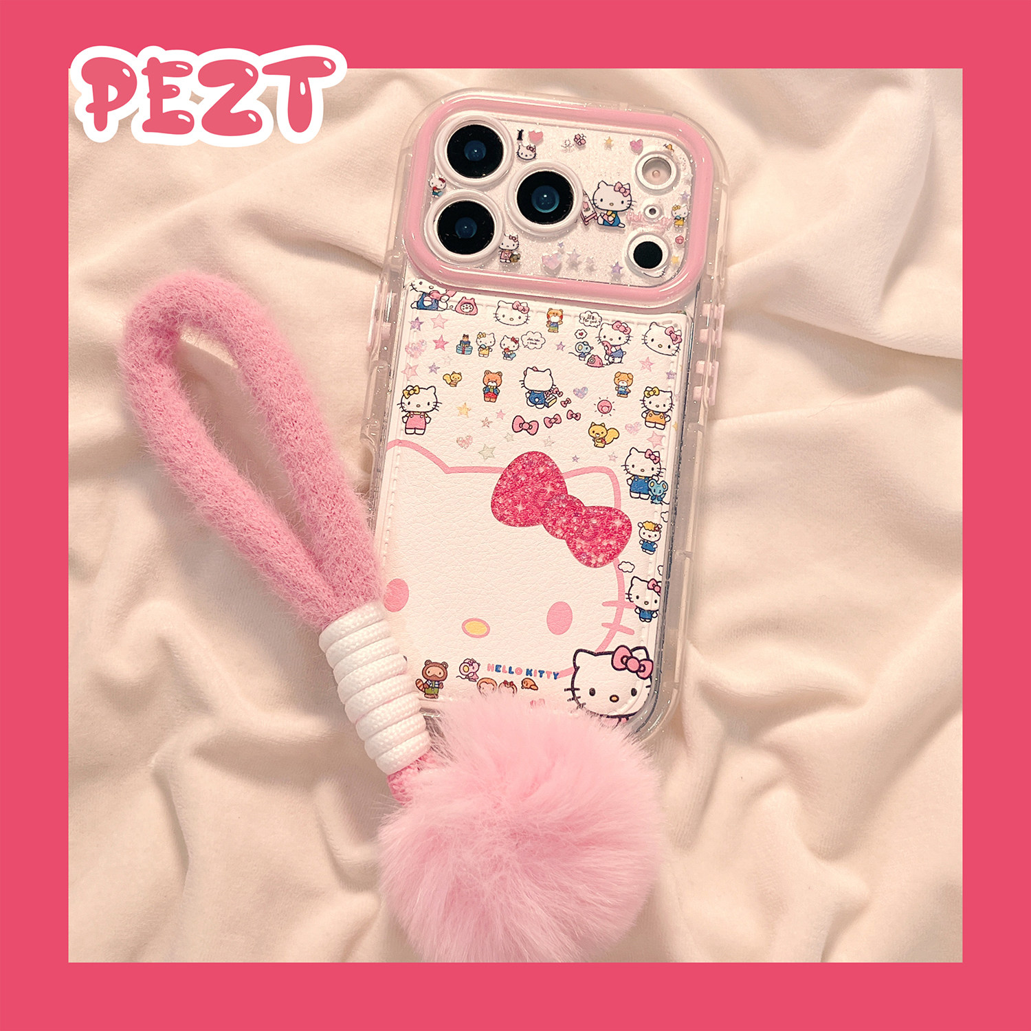 日韩风少女心可爱甜美猫咪适用苹果17手机壳皮质iphone16promax卡通17promax新款15防摔14硅胶套16女全包网红