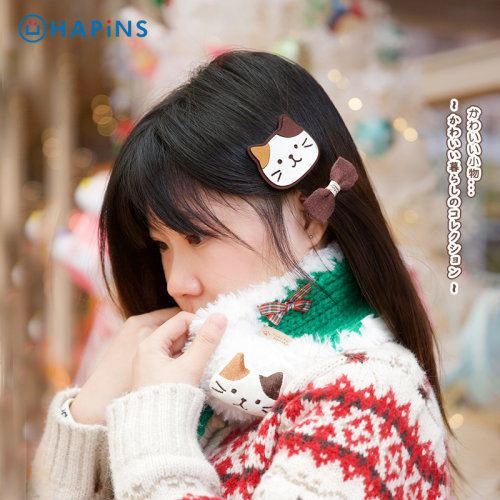 日本HAPiNS蝴蝶结猫咪发夹卡通少女心刘海夹发卡边夹发饰头饰卡子