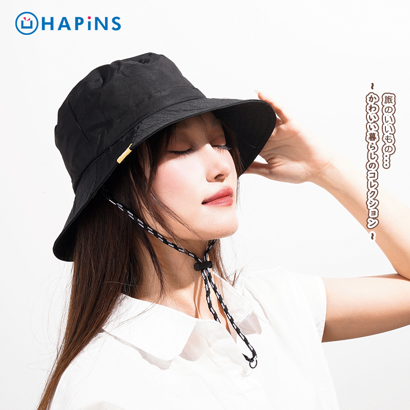 日本HAPiNS女渔夫帽日系显脸小夏季百搭遮脸水桶遮阳防晒帽透气猫