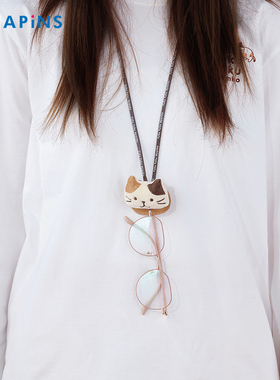 HAPiNS项链女墨镜收纳眼镜长款挂件绳子吊坠饰品链挂脖配饰猫