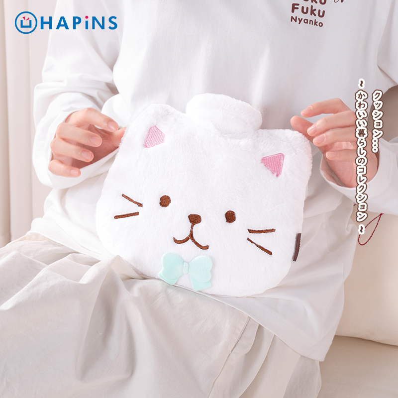 HAPiNS三花猫可爱毛绒暖手热水袋防爆暖水袋注水灌水小暖手宝