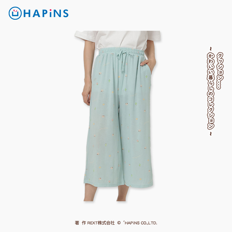 日本HAPiNS凉感三花猫睡衣女款新款夏家居服舒适透气亲肤裤子宽松