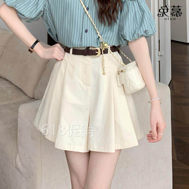 慕兔韩系小个子百褶裙裤女2026夏季新款高腰显瘦宽松阔腿休闲短裤