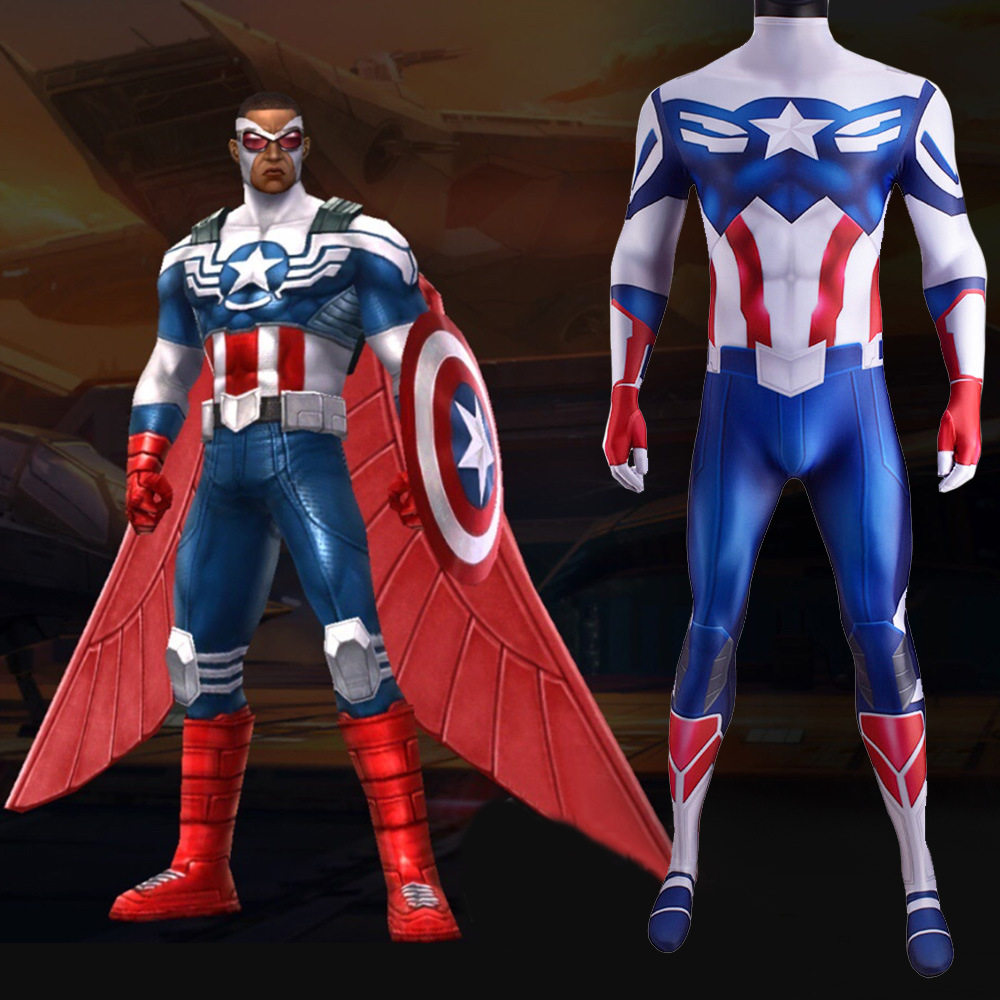 猎鹰与冬兵美国队长cos紧身衣Captain America万圣节舞台服