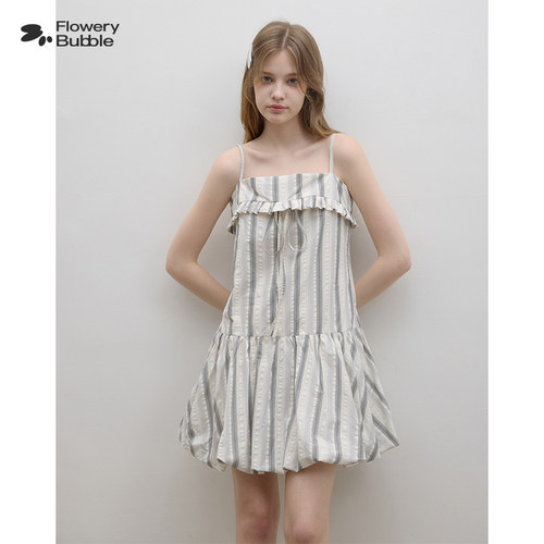 FloweryBubble条纹吊带连衣裙