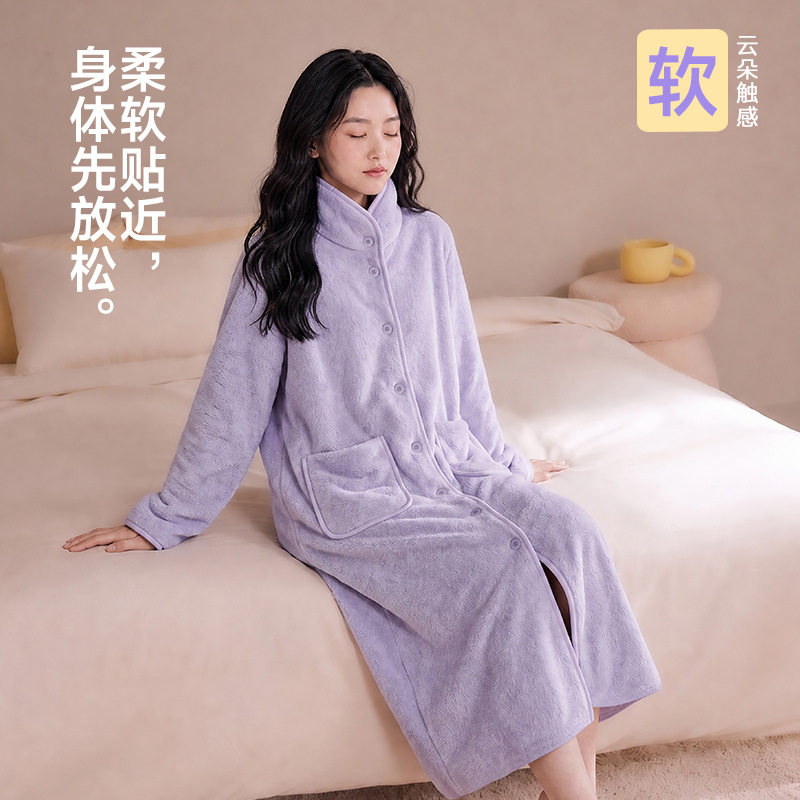 秋冬珍贝绒男加厚保暖睡袍