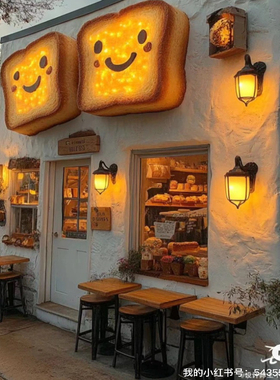 户外大型玻璃钢面包艺术雕塑模型门头广告牌发光灯箱装饰壁挂摆件