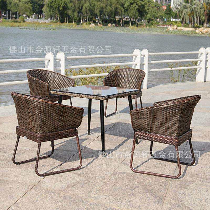 现代简约藤椅三件套休闲茶几靠背椅组合套装阳台桌椅户外桌椅藤编