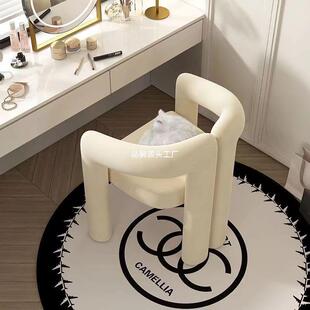 奶油梳妆台北欧网红化妆设计师美甲店卧室靠背轻奢梳妆台椅子