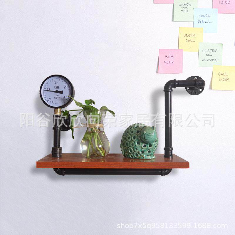 水管置物架一字隔板水管书架美式乡村工业风个性实木装饰置物架