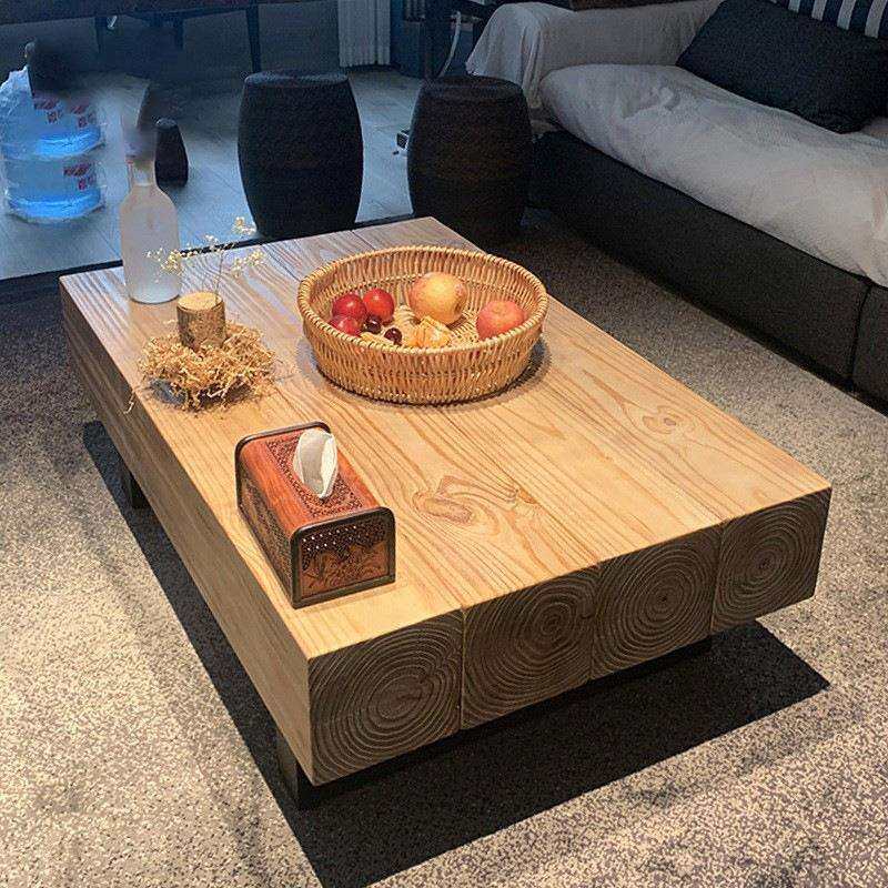 简约创意家具原木榻榻米小方桌小户型矮桌客厅实木拼接大板茶几