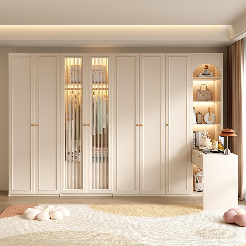 通顶家用奶油大现代简约风储物柜法式衣柜小户型成品网红卧室柜子