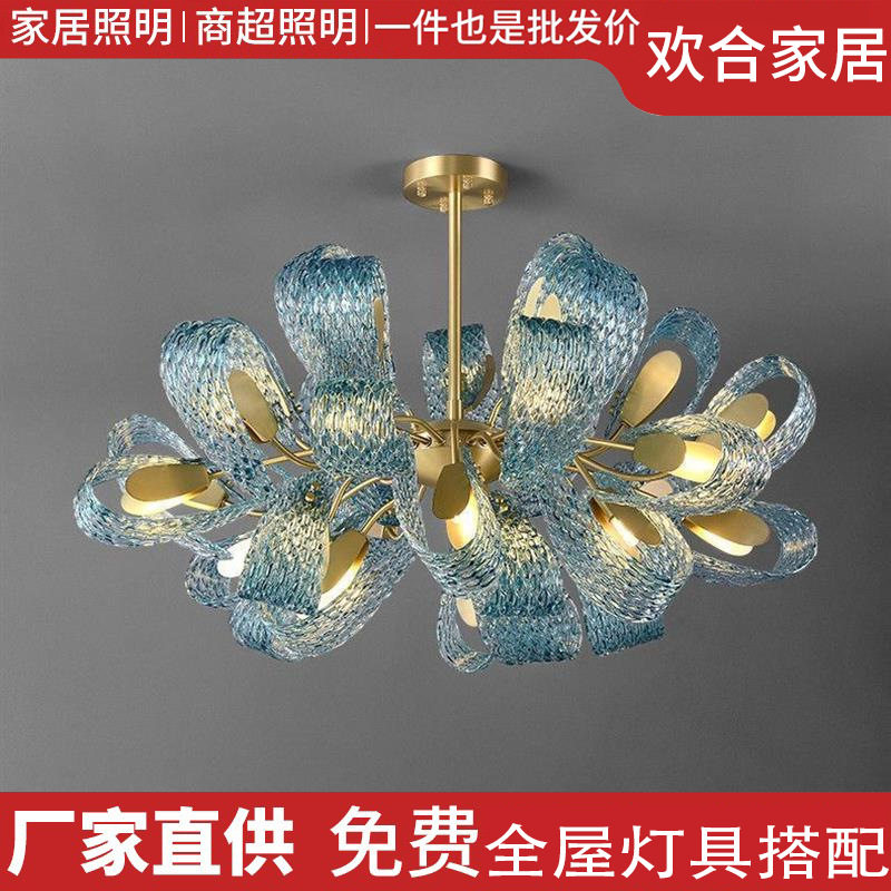 轻奢客厅吊灯孔雀蓝设计师创意艺术主灯2025新款餐厅卧室纯铜灯具