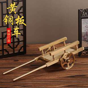 仿古人力推车模型桌面置物架可拆卸搬砖大板车满载而归工艺品