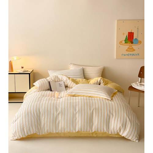 秋冬季加厚全棉磨毛贝壳边四件套纯棉保暖被套床上用品