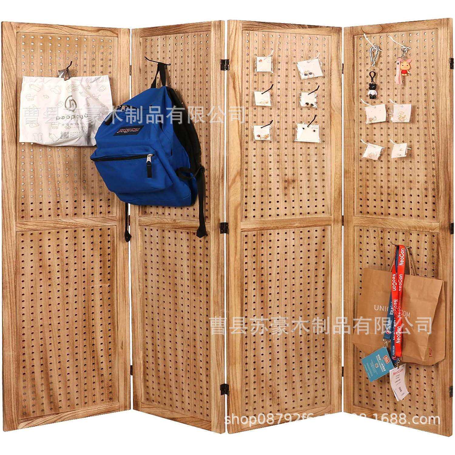 木质洞洞板屏风隔断客厅折叠移动折屏现代风装饰隔断屏风