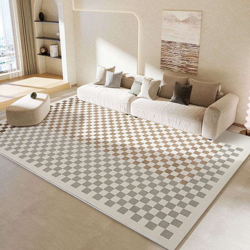 宇秀2023经典棋盘格地毯现代简约轻奢客厅沙发卧室床前毯茶几地垫