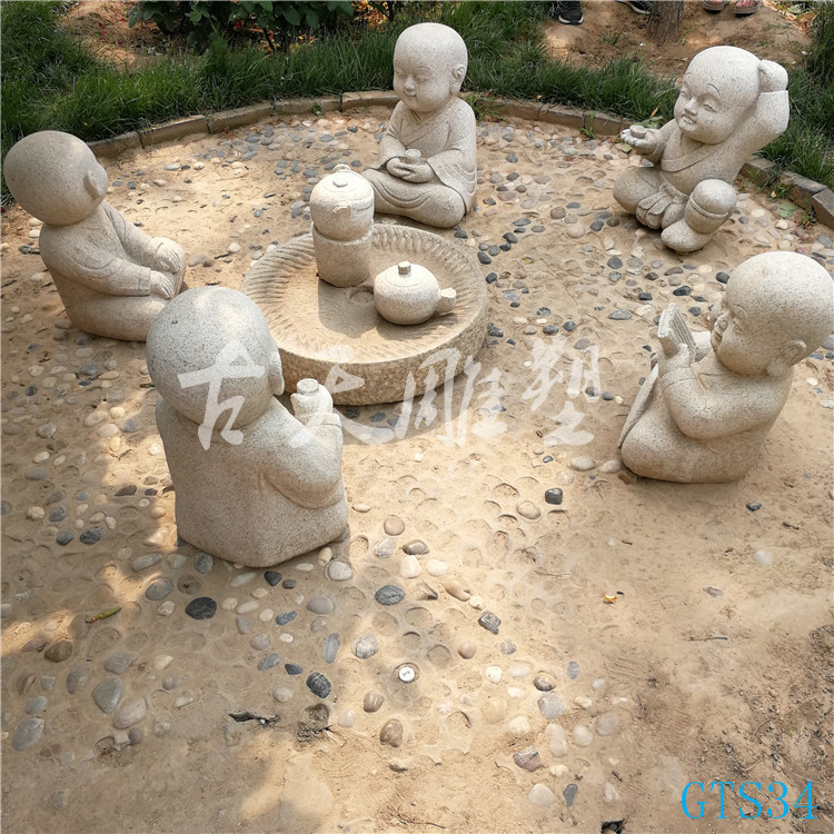 曲阳石雕书法小沙弥石像城市雕塑