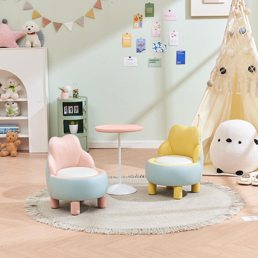 工厂直发高品质花朵儿童沙发椅科技布实木框架单人沙发阅读角沙发