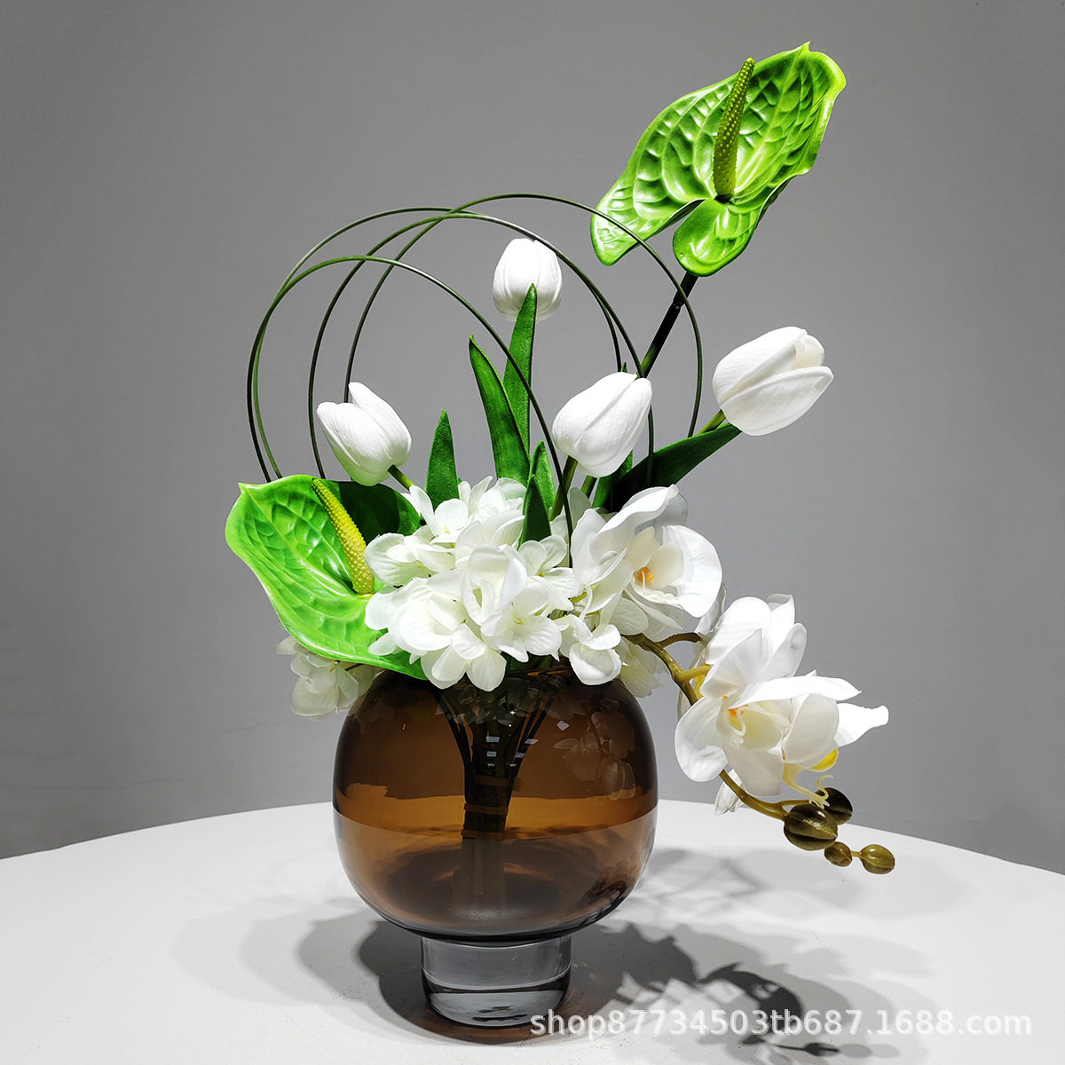 现代高级感玻璃花瓶摆件售楼处样板间玄关柜餐桌花艺插花器装饰品