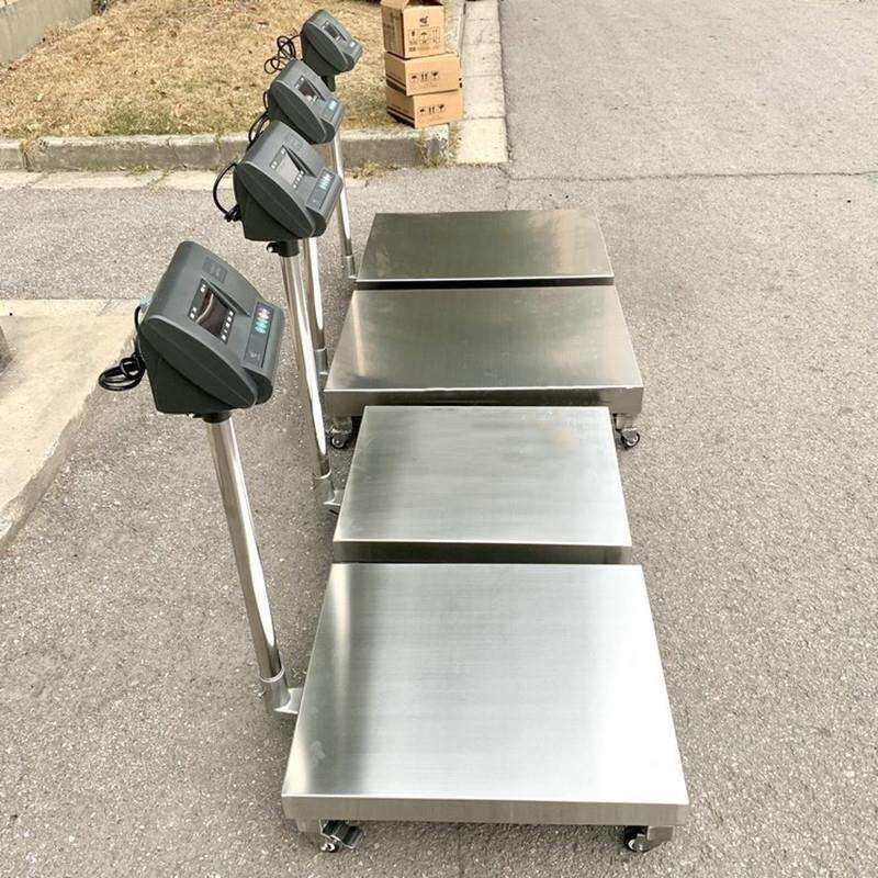 带轮子移动300公斤电子秤手推200kg台秤100千克不锈钢地磅落地