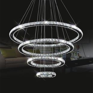 2024后现代楼梯长吊灯简约创意圆环形复式楼别墅挑空水晶吊灯