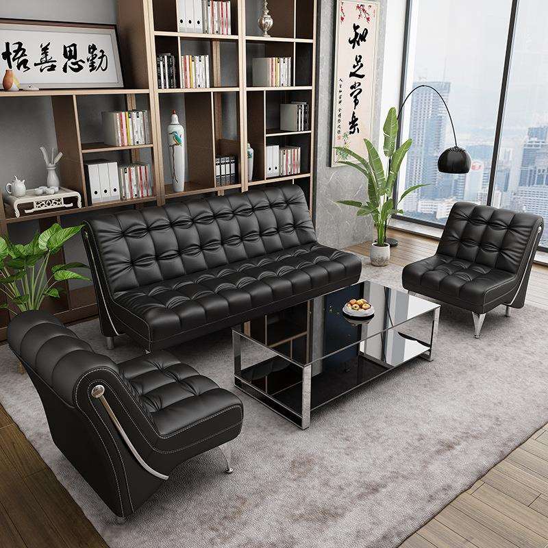 办公沙发茶几组合商务皮艺小型沙发现代简约会客出租房办公室沙发