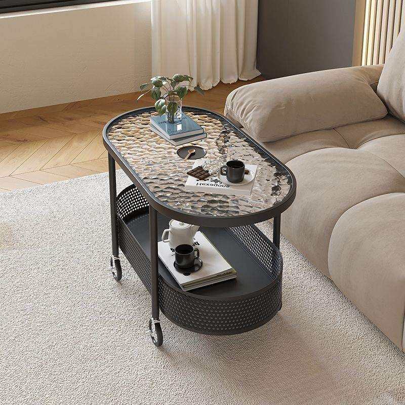 奶油风可移动茶几小户型客厅家用沙发边几桌带轮小推车