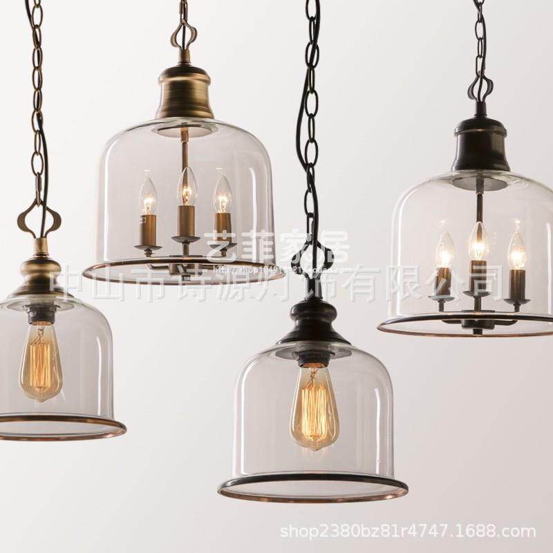 简约复古美式玻璃吊灯餐厅阳台创意走廊客厅卧室个性简约玻璃吊灯