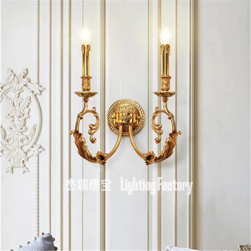 欧式全铜壁灯复古大气奢华别墅客厅法式床头楼梯电视墙