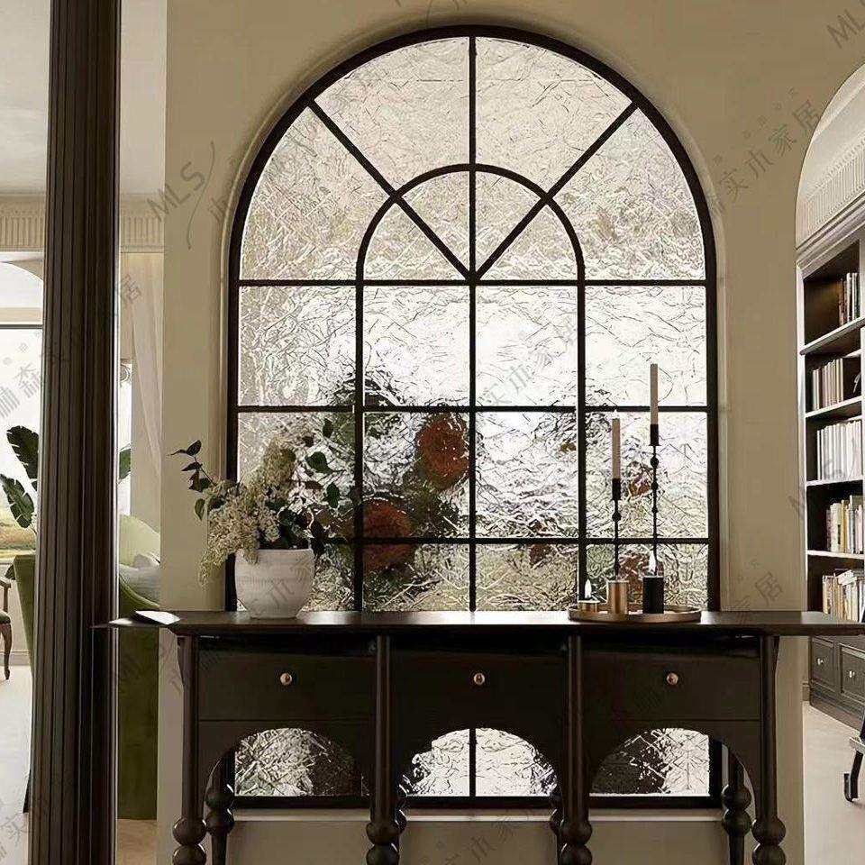 法式复古实木玄关柜门厅入户隔断柜客厅装饰储物柜美式中古风边柜