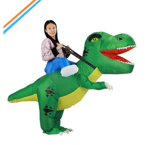 爆款骑行恐龙充气派对聚会卡通人偶服行走装服大头弯尾龙充气