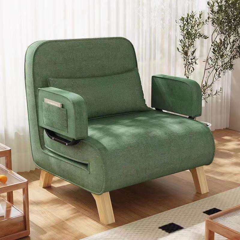 三折实木沙发床两用简约木质布艺沙发小户型出租房客厅折叠沙发床