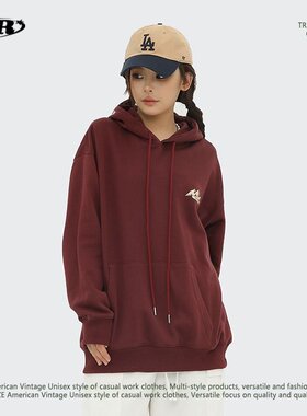 OREETA丨美式潮牌卫衣女山系雪山印花oversize宽松连帽卫衣男外